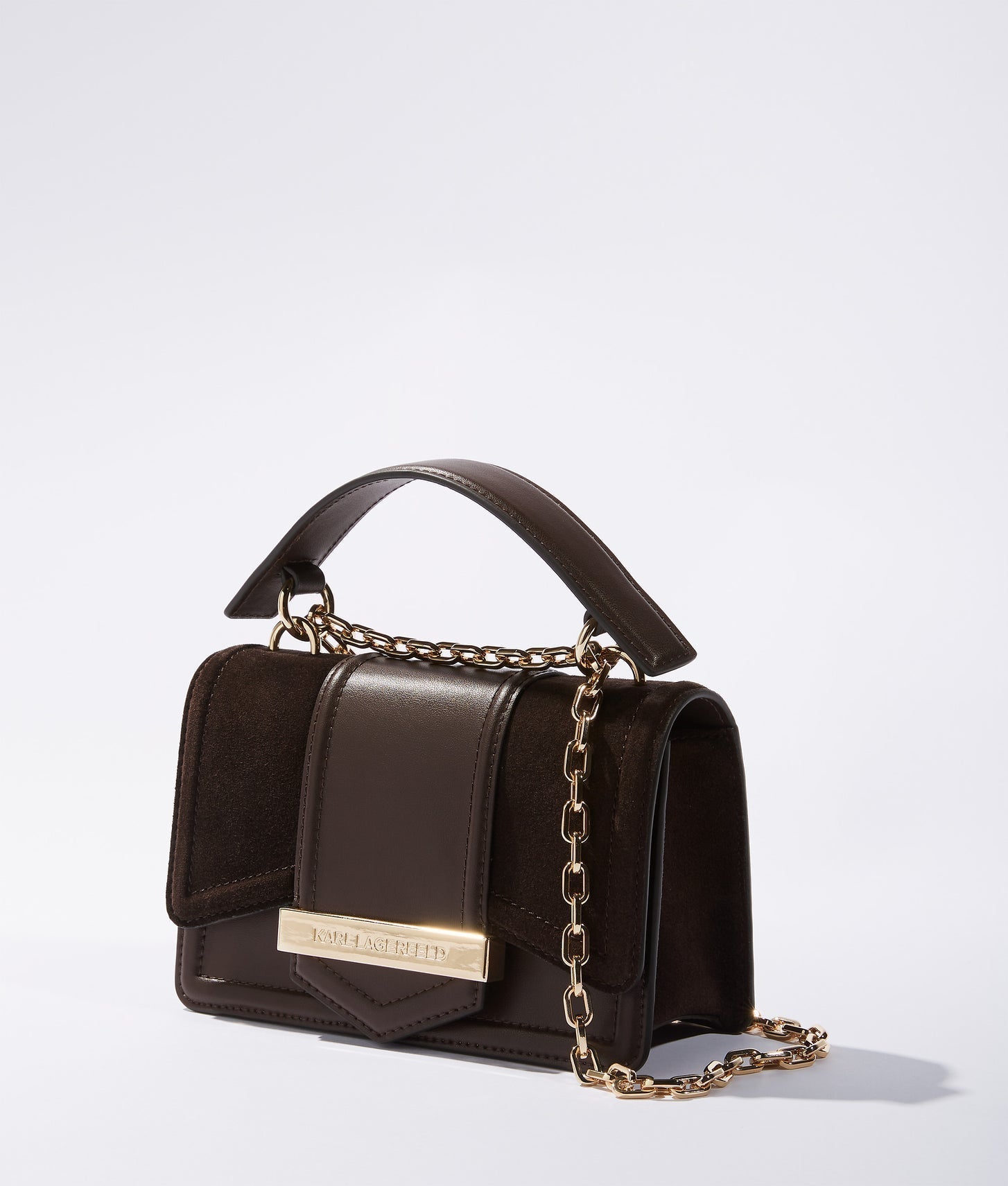 KarlLagerfeld Knova Small Suede Crossbody Bag Tobacco