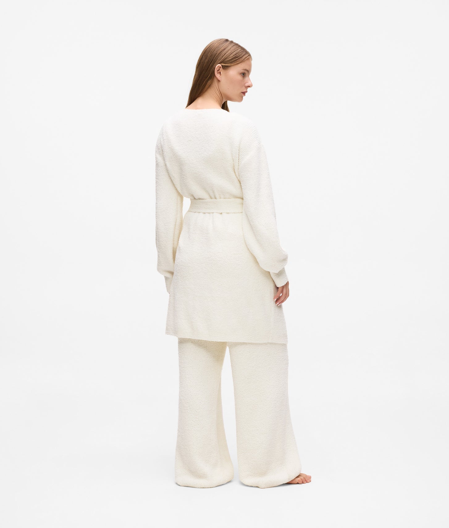 Karl Lagerfeld Signature Fleece Lounge Cardigan Cannoli Cream