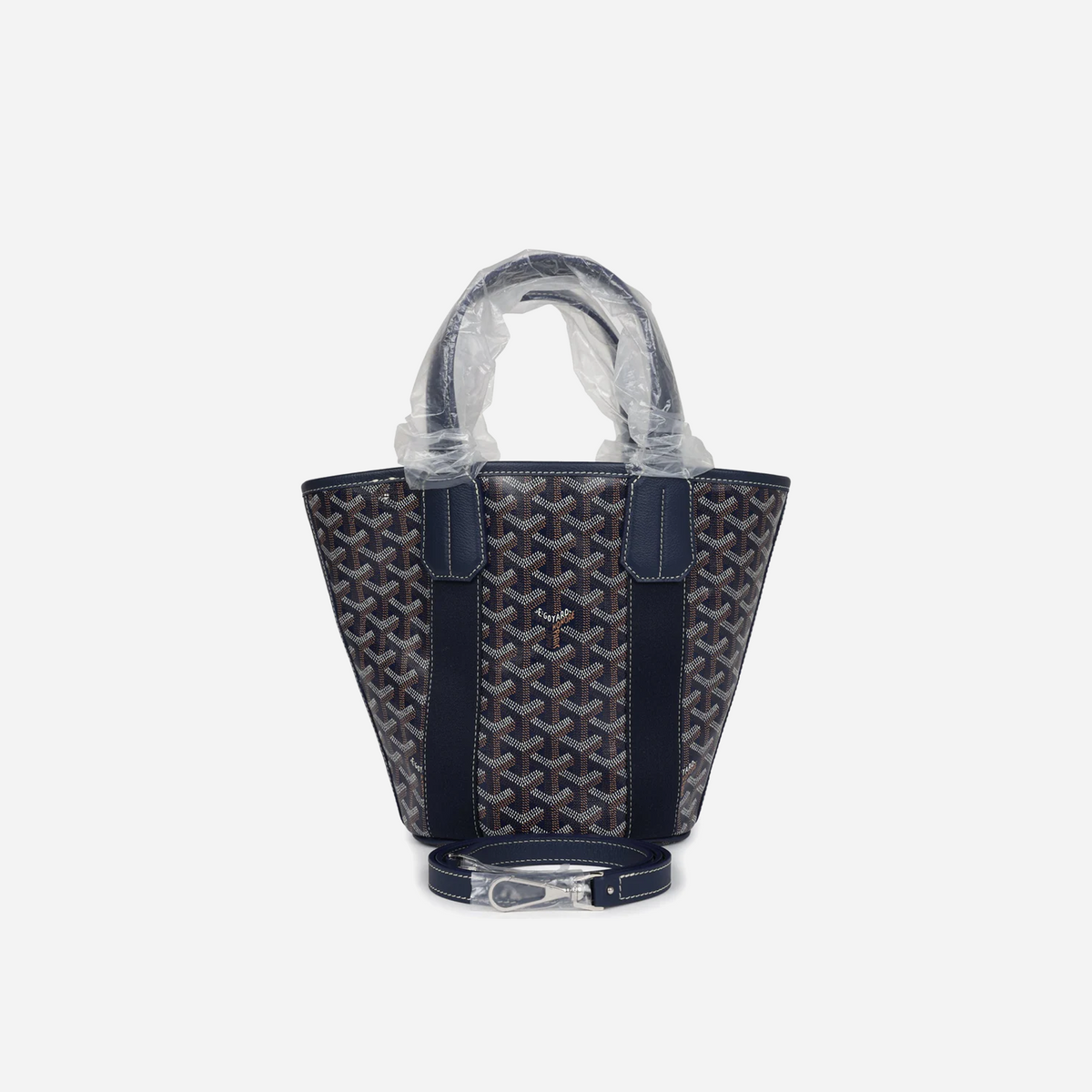 Goyard Goyardine Belharra PM Navy Blue Tote Palladium Hardware