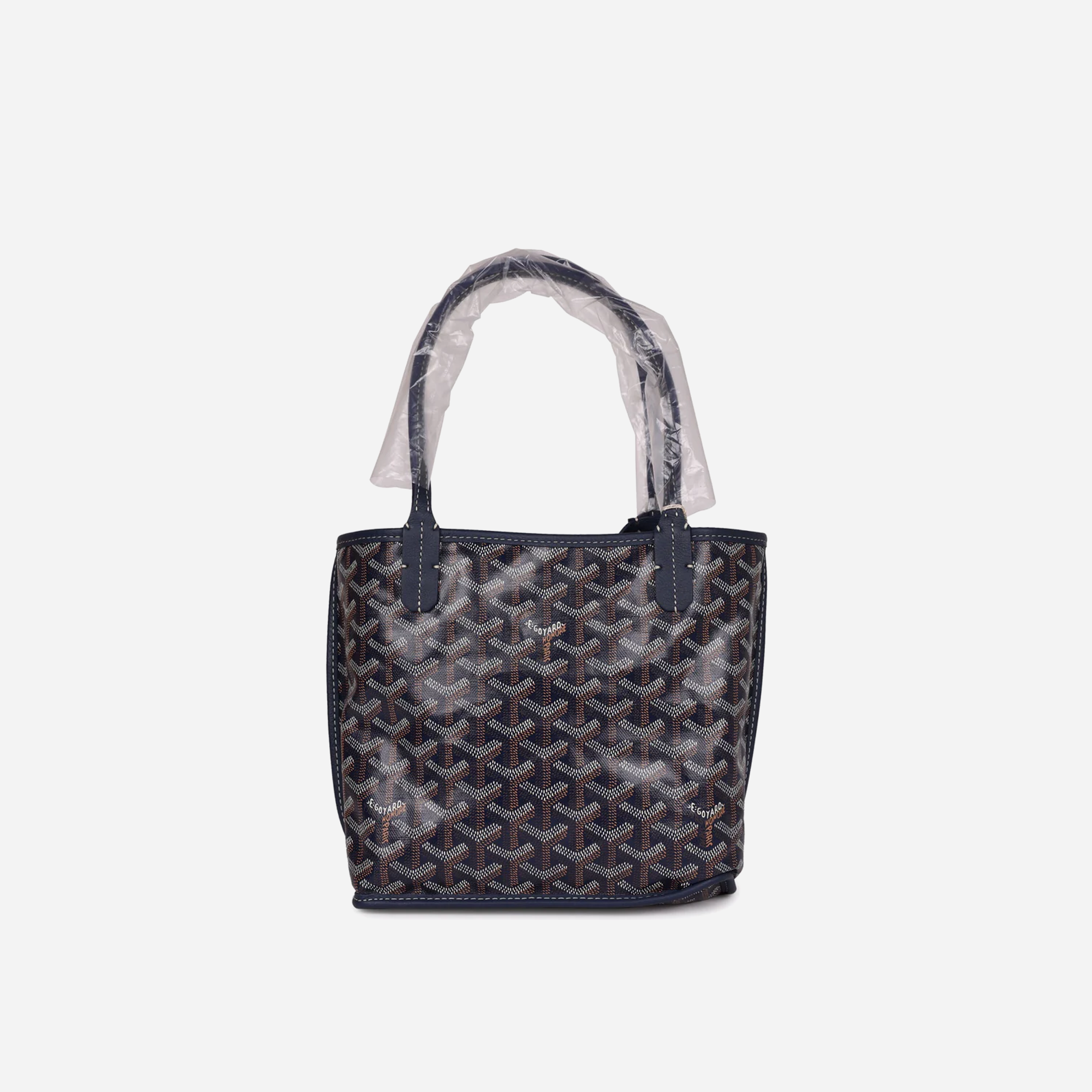 Goyard Goyardine Anjou Navy Mini Tote Bag Palladium Hardware