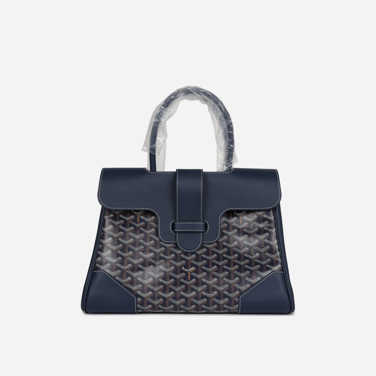 Goyard Saigon Tote Navy Blue Goyardine Canvas Palladium Hardware