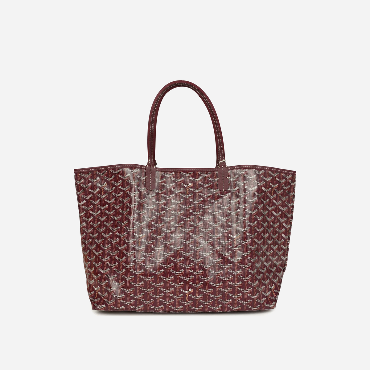 Goyard Goyardine Canvas Burgundy Saint Louis PM Tote Palladium Hardware