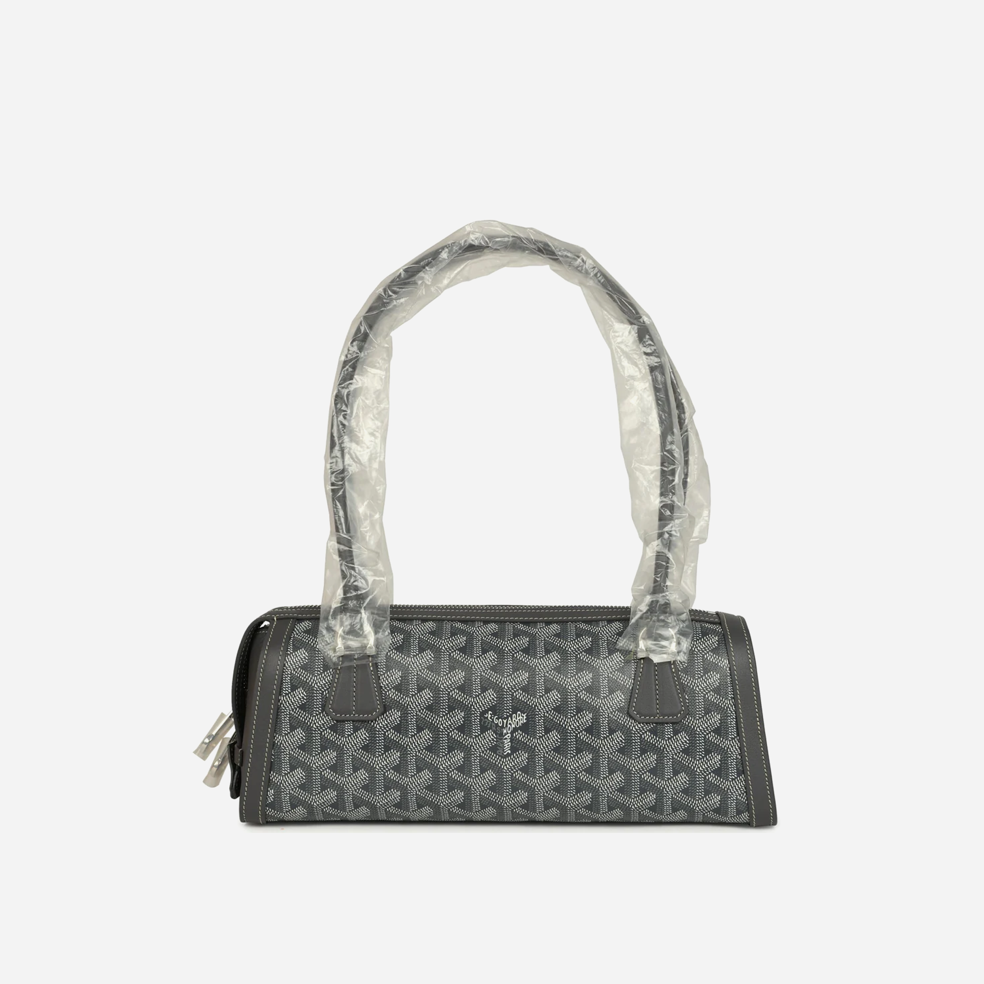 Goyard Goyardine Canvas Bonbonniere Bag Grey Chevroches Calfskin Palladium Hardware