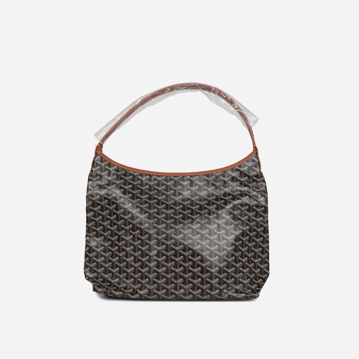Goyard Goyardine Black and Brown Boheme PM Hobo Bag Palladium Hardware
