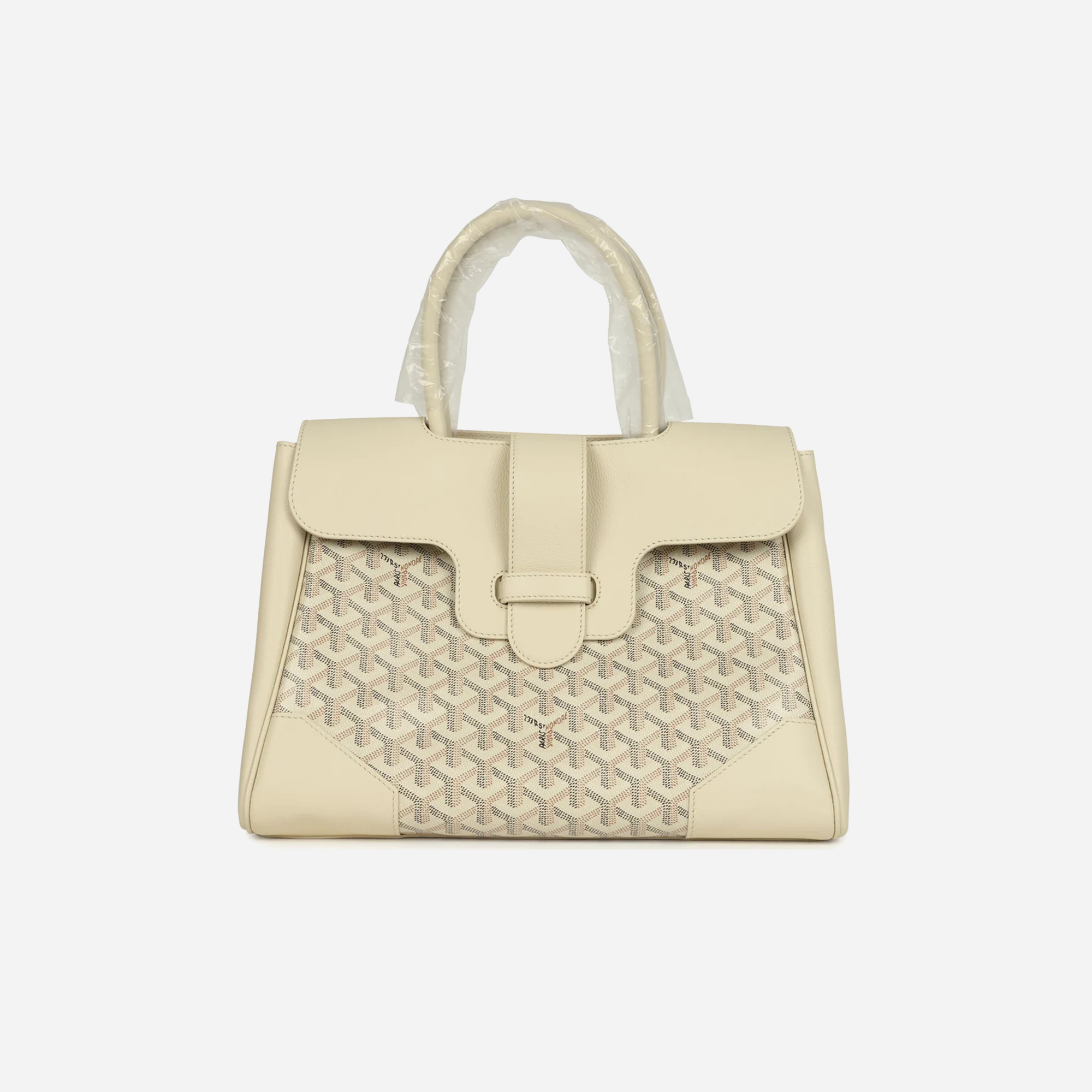 Goyard Goyardine Canvas Sand Saigon Tote Palladium Hardware