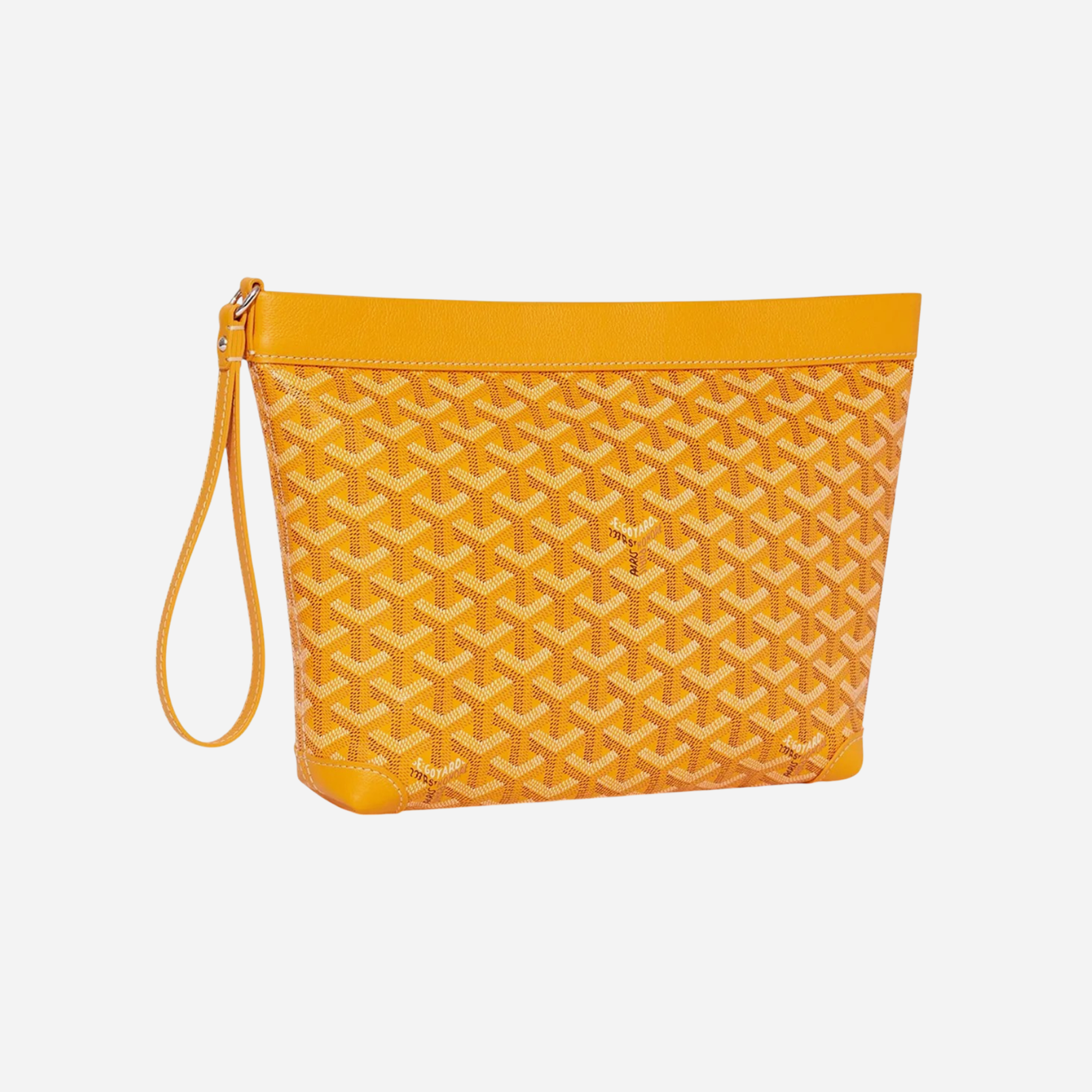 Goyard Goyardine Canvas Yellow Conti Pouch Palladium Hardware