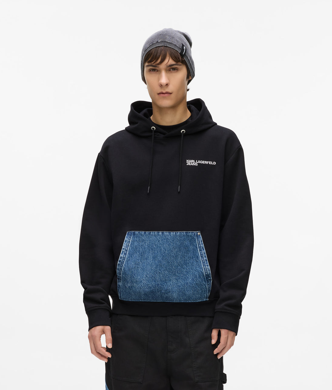 Karl Lagerfeld Denim Pocket Carpenter Pants Washed Blue-Black