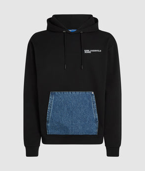 Karl Lagerfeld Denim Panel Overshirt Washed Blue-Black