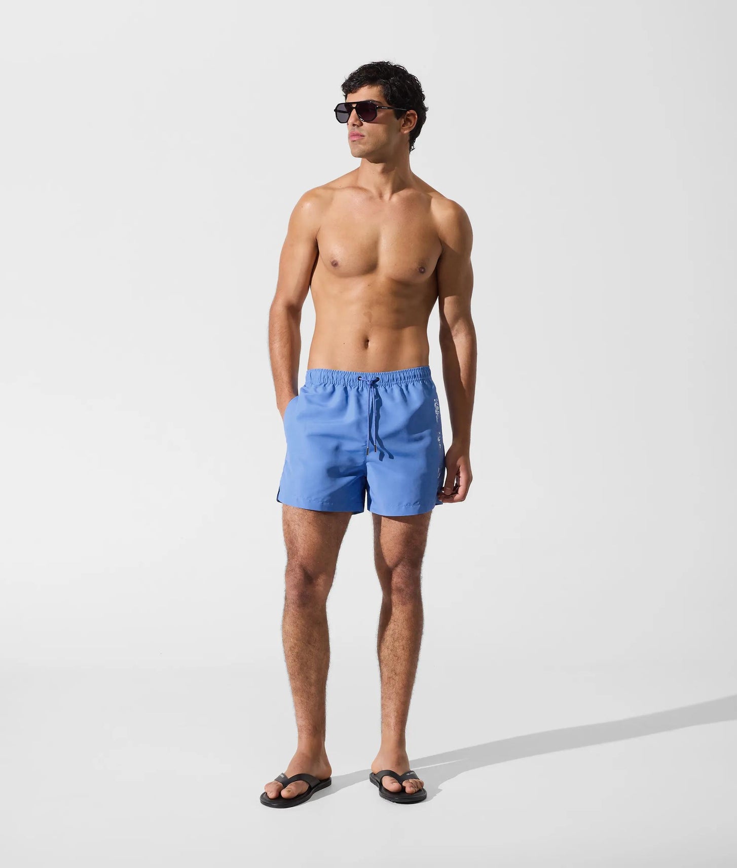 Karl Lagerfeld Ikon Metallic Boardshorts Silver Lake Blue