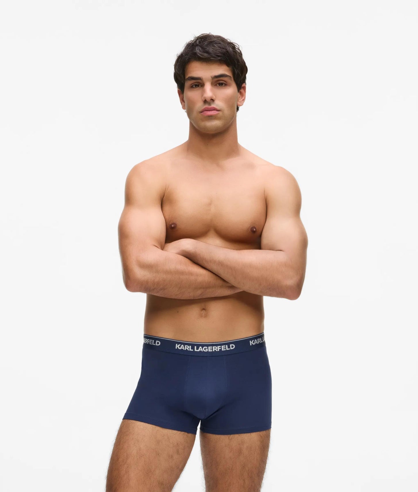Karl Lagerfeld Metallic Logo Trunks – 3 Pack Medieval Blue