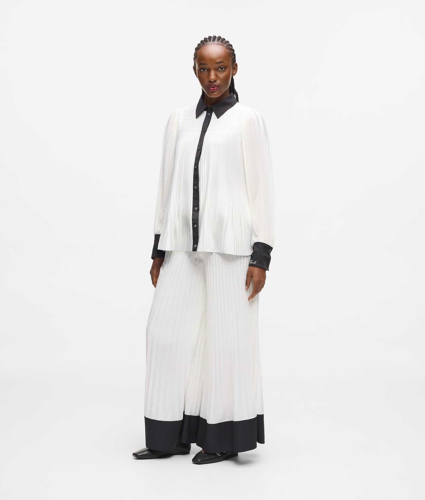 Karl Lagerfeld Pleated Wide-Leg Pants Pristine