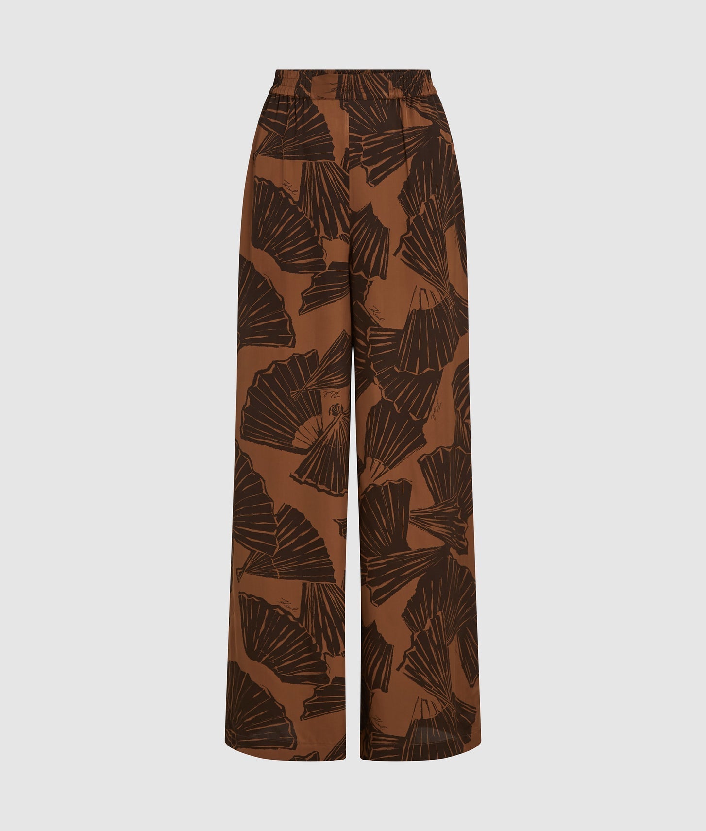 Karl Lagerfeld Fan Print Pants Graphic Fan Friar Brown