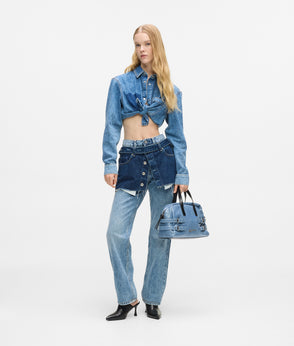 KarlLagerfeld Denim Buckle Bowling Bag Standard Blue Denim