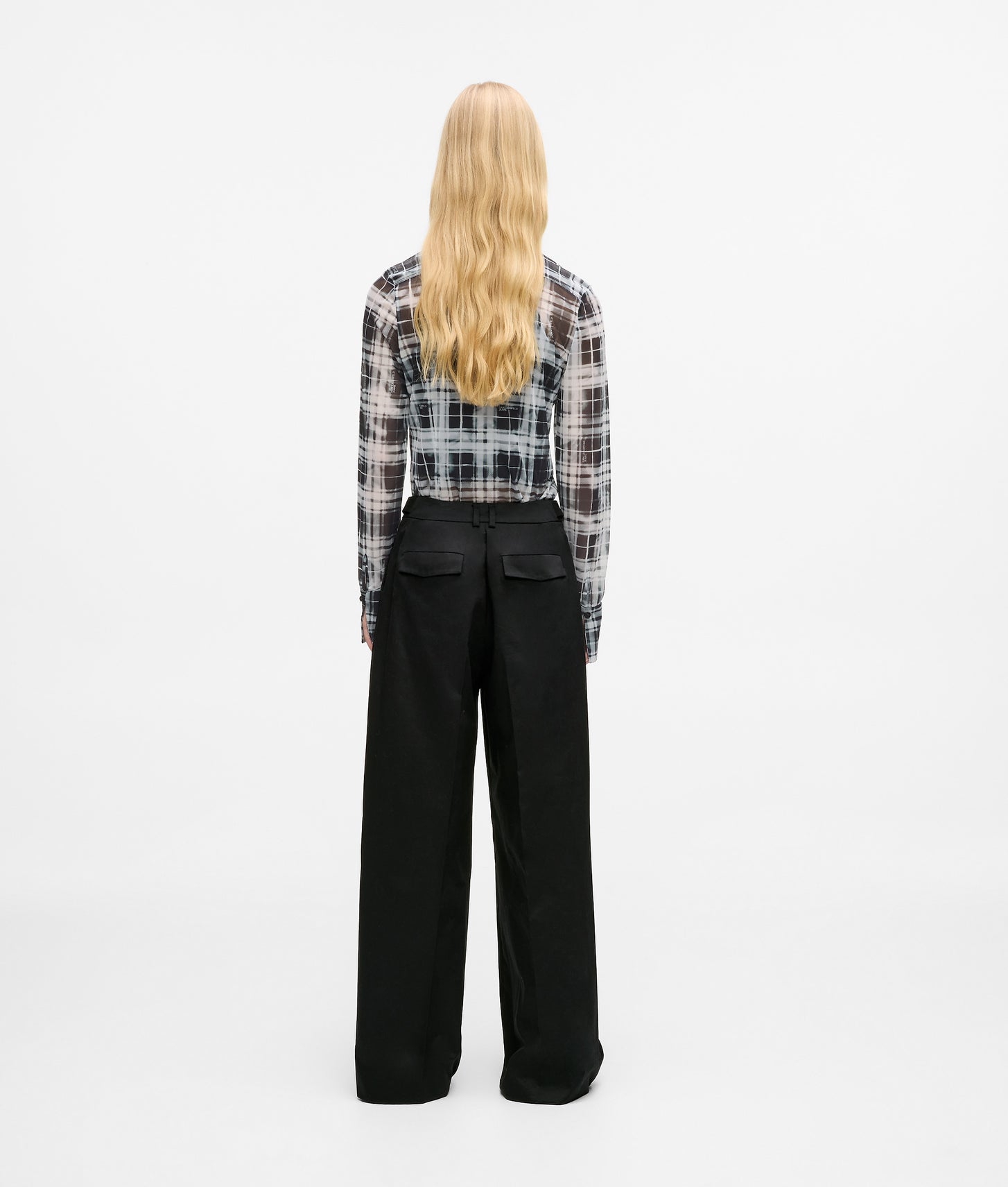 Karl Lagerfeld Wide Leg Tailored Pants Washed Black