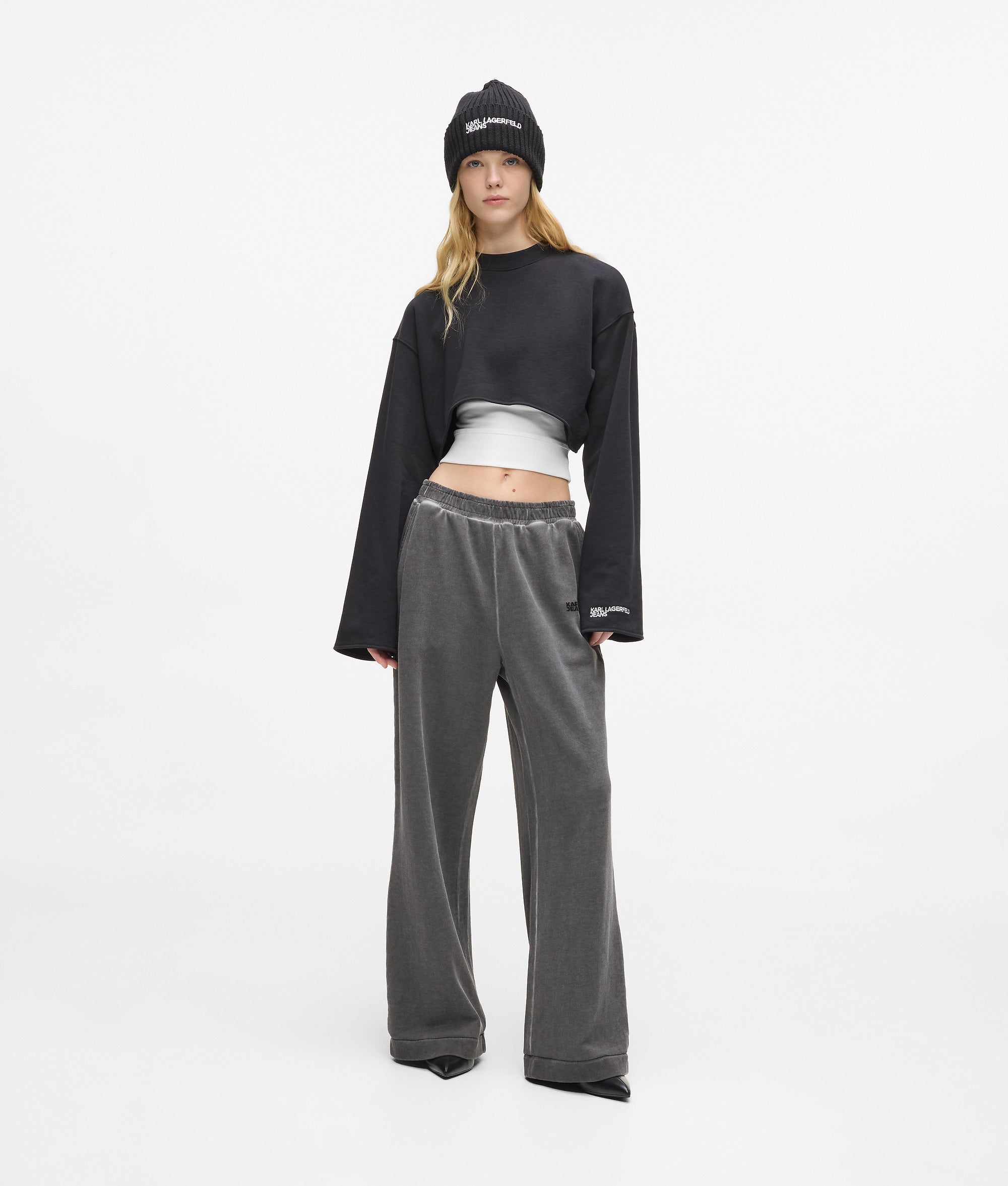 Karl Lagerfeld Washed Wide Leg Sweatpants Magnet
