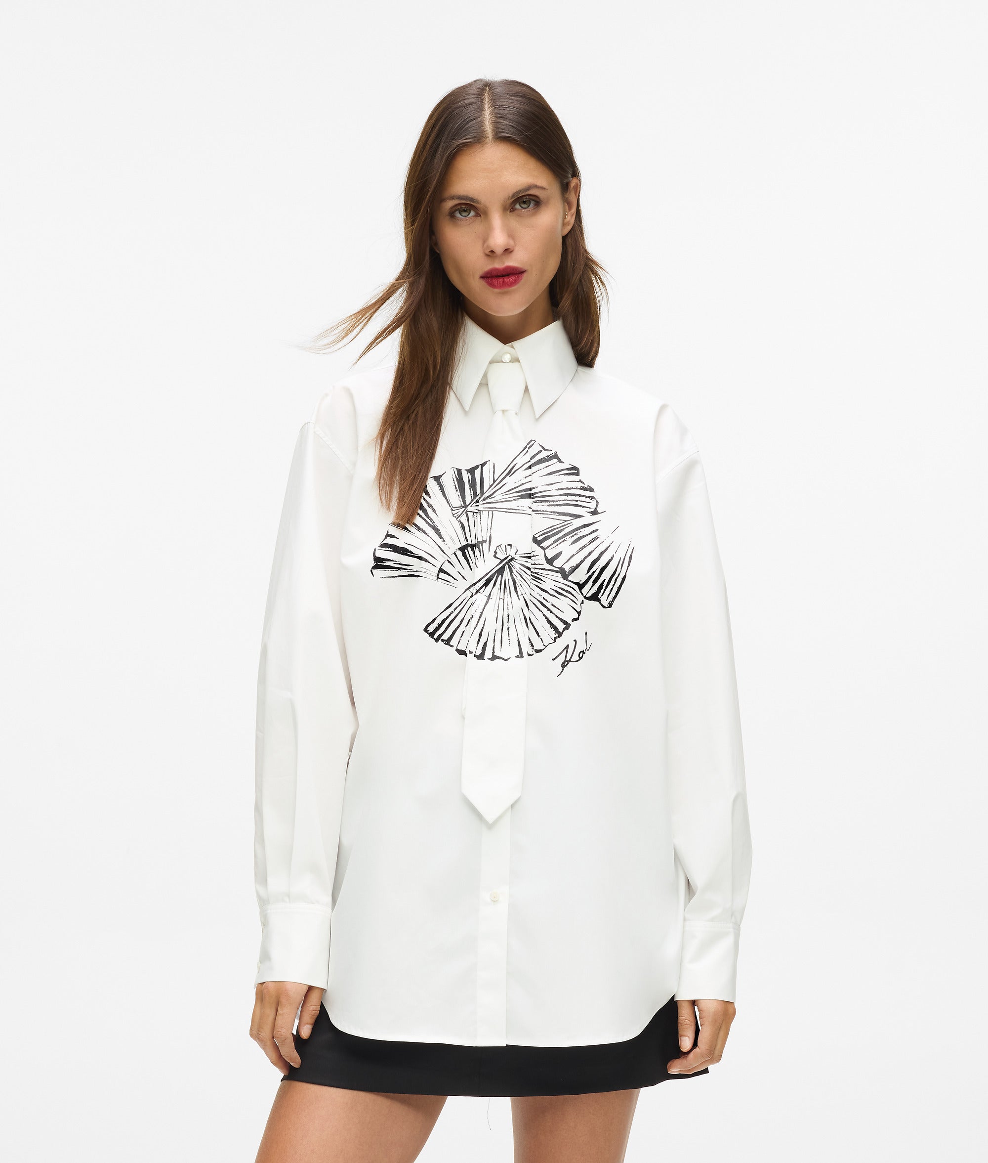 Karl Lagerfeld Poplin Tie Shirt White