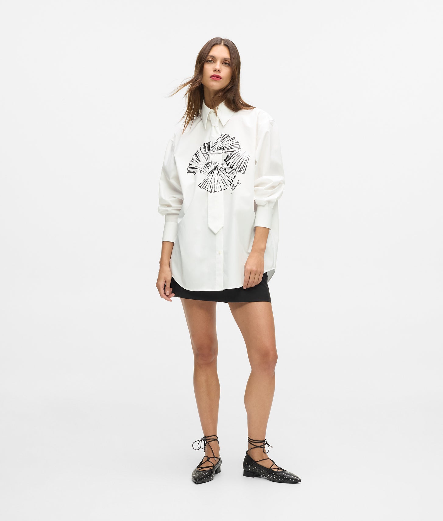 Karl Lagerfeld Poplin Tie Shirt White