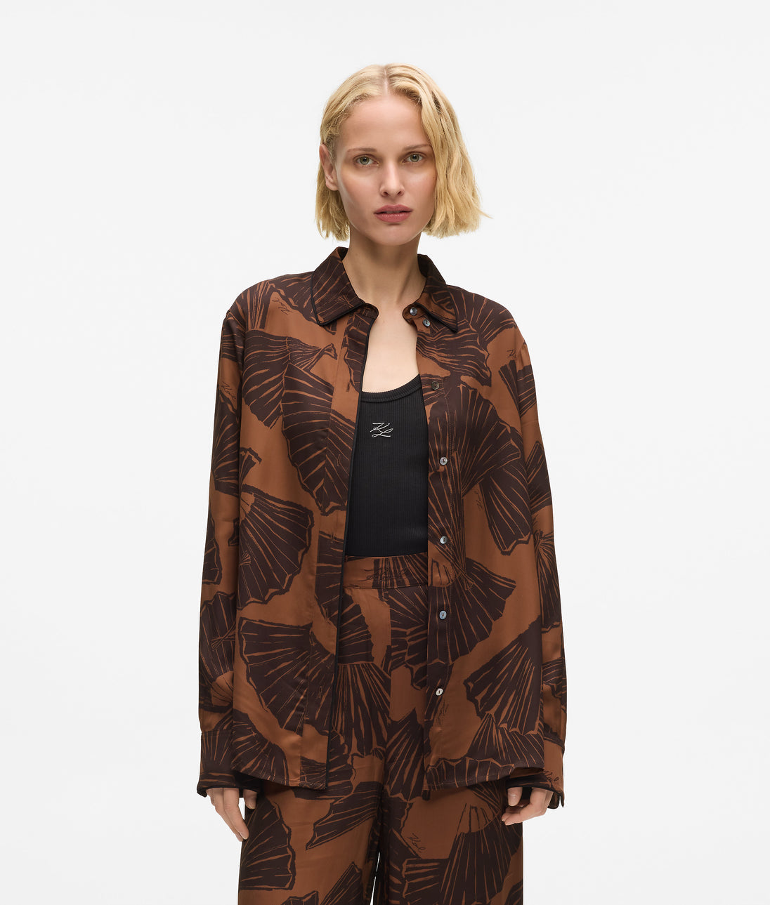 Karl Lagerfeld Fan Print Skirt Graphic Fan Friar Brown