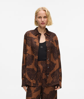Karl Lagerfeld Fan Print Skirt Graphic Fan Friar Brown