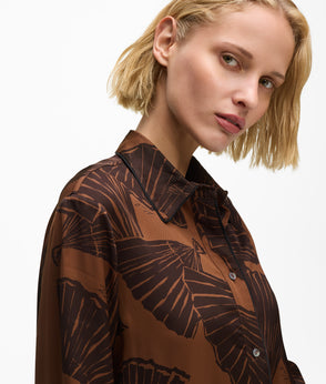 Karl Lagerfeld Fan Print Pants Graphic Fan Friar Brown