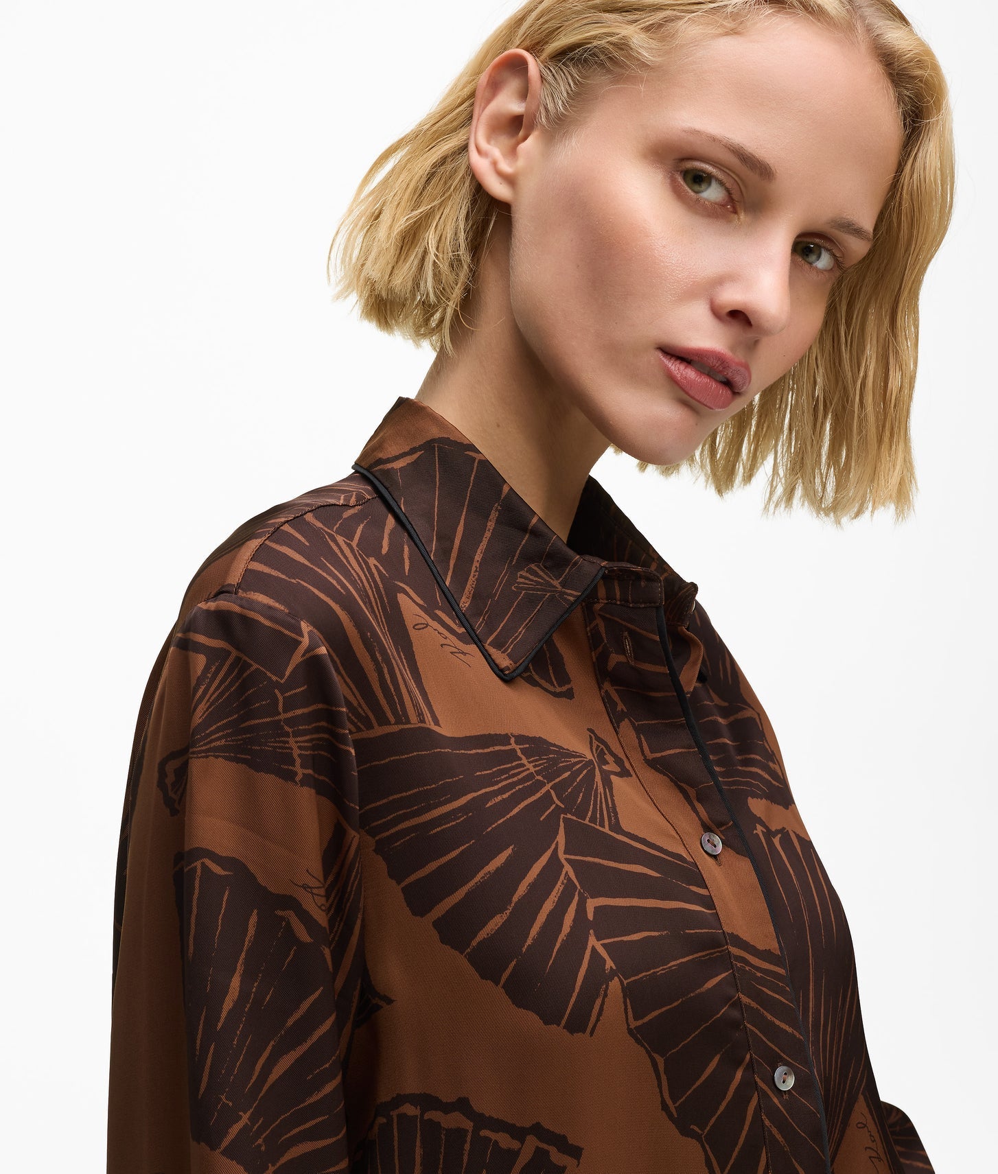 Karl Lagerfeld Fan Print Shirt Graphic Fan Friar Brown