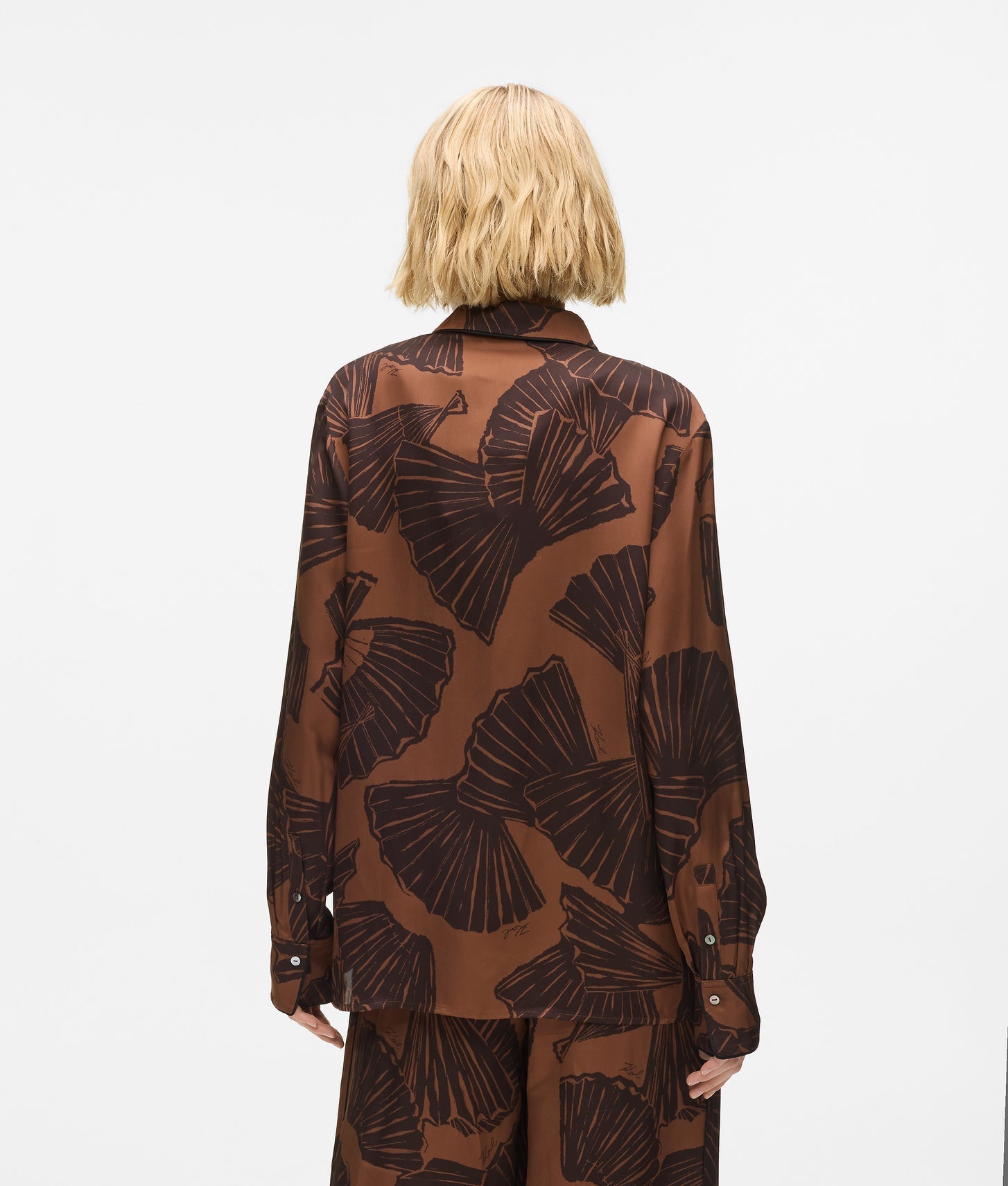 Karl Lagerfeld Fan Print Shirt Graphic Fan Friar Brown