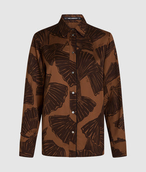 Karl Lagerfeld Fan Print Skirt Graphic Fan Friar Brown