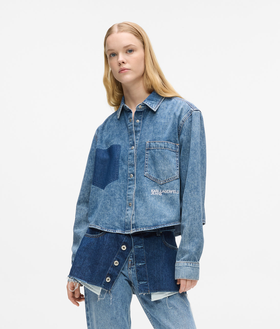 KarlLagerfeld Denim Buckle Shoulder Bag Standard Blue Denim