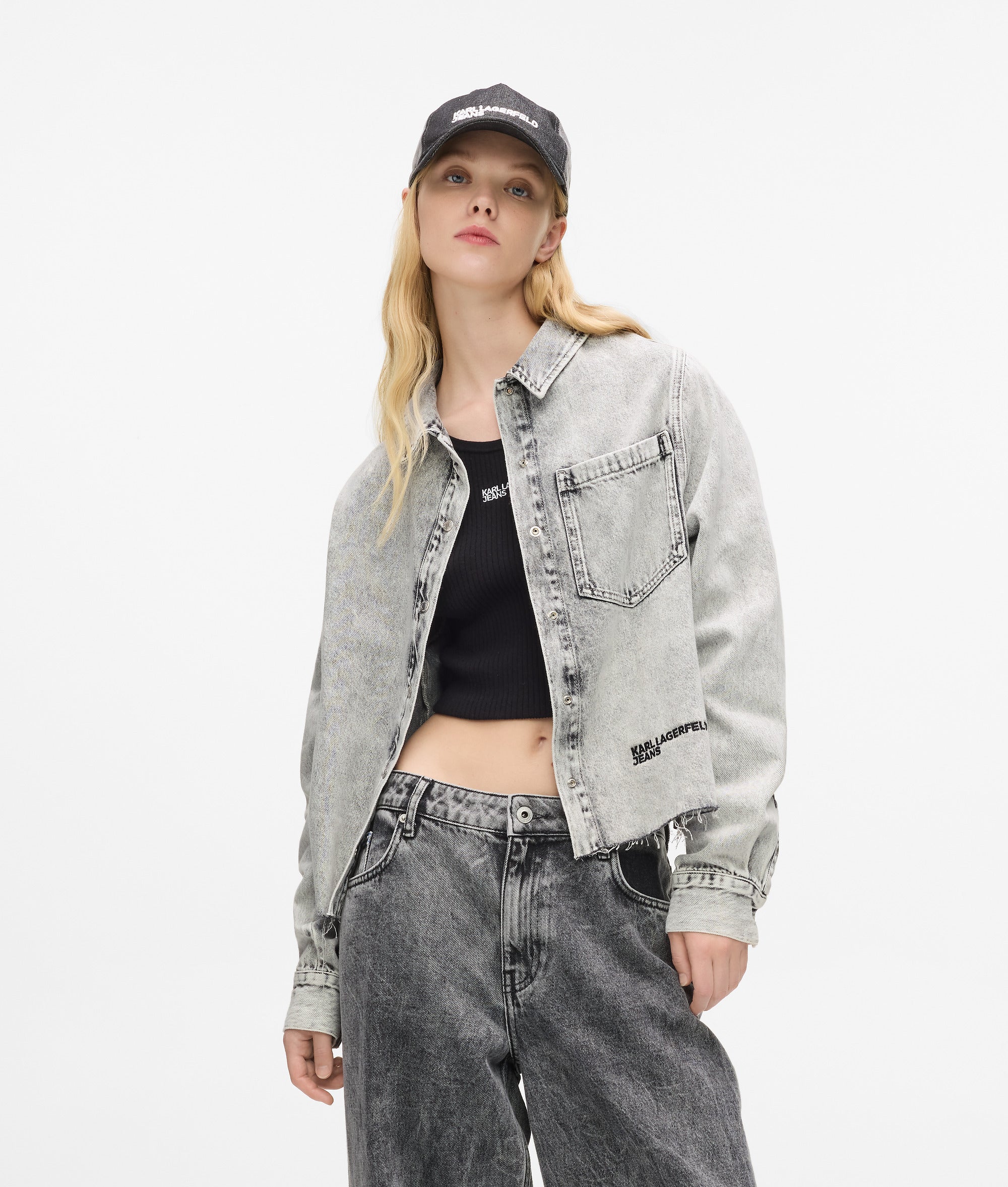 Karl Lagerfeld Bleached Denim Shirt Bleached Grey