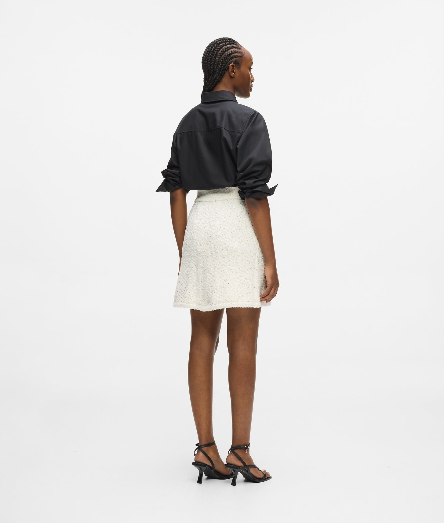 Karl Lagerfeld Bouclé Knit Skirt Cannoli Cream