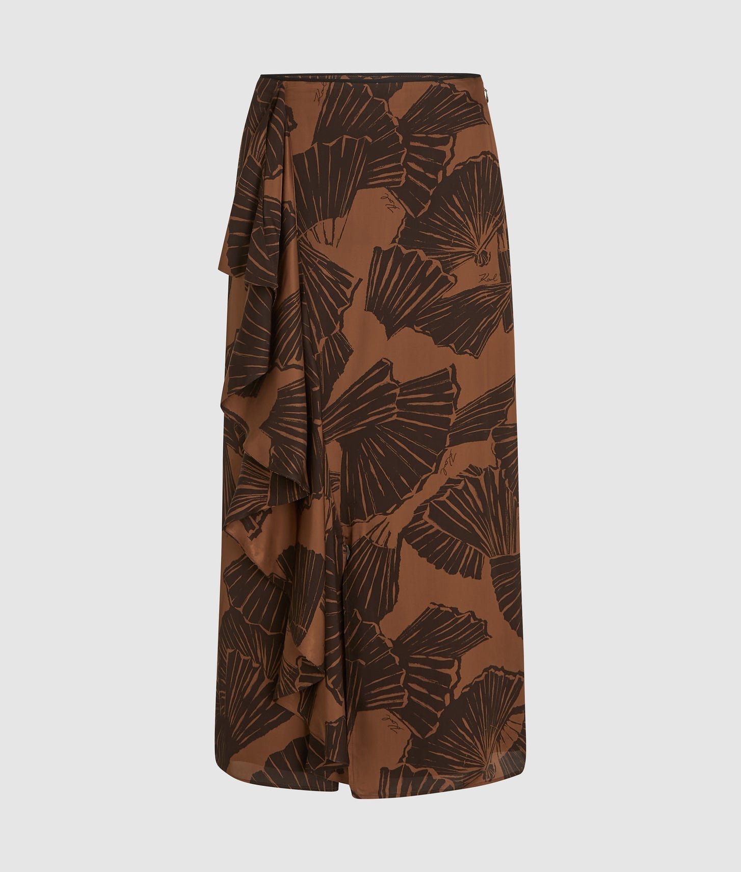 Karl Lagerfeld Fan Print Skirt Graphic Fan Friar Brown