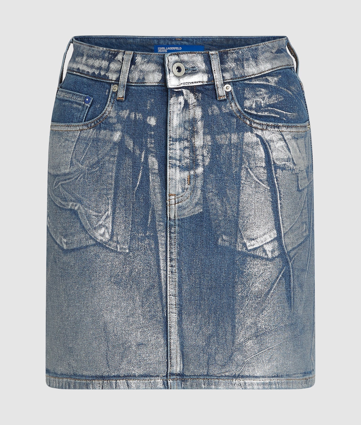 Karl Lagerfeld Coated Denim Mini Skirt Coated Blue