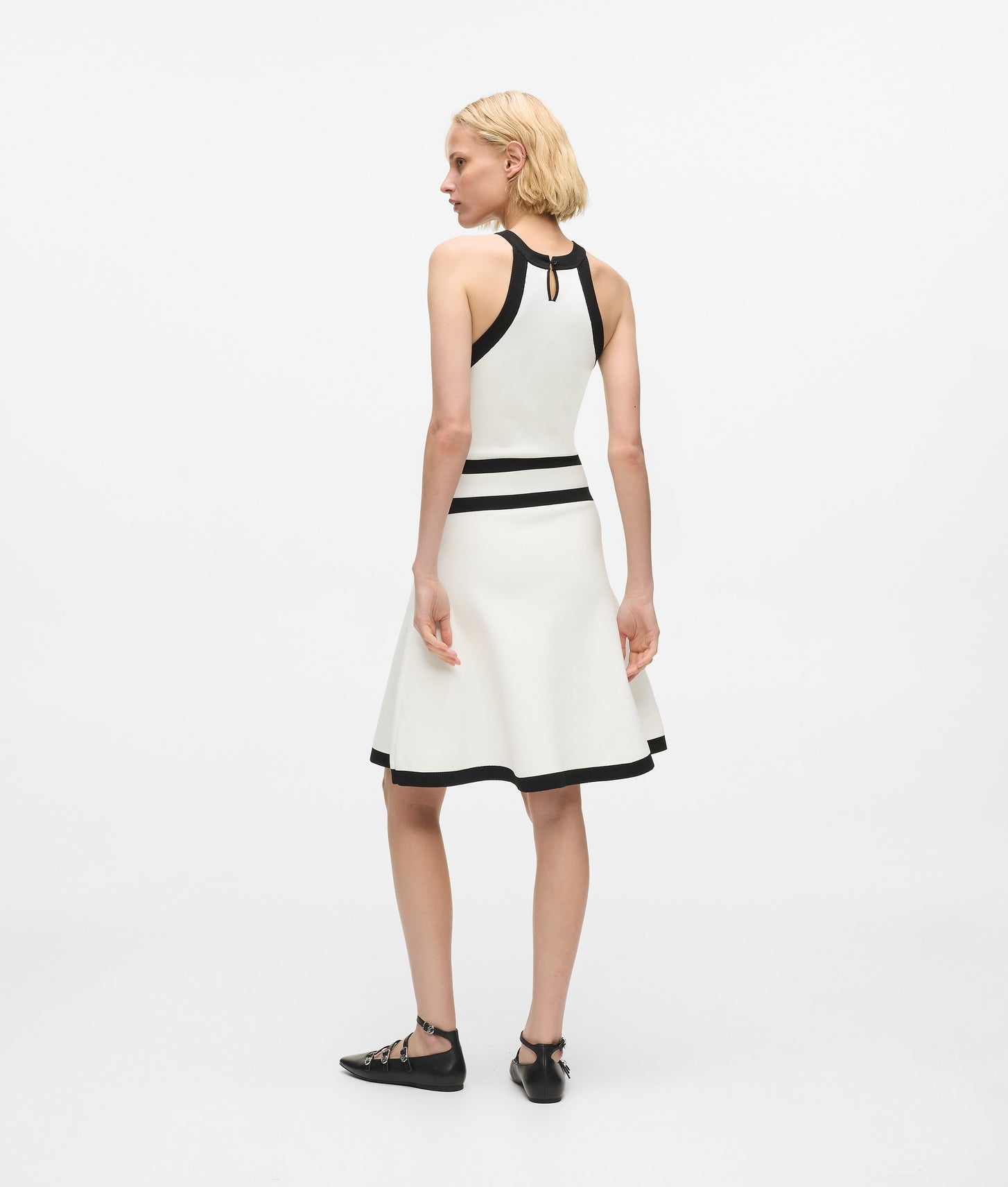 Karl Lagerfeld Karl Dna Belted Knit Dress White/Black