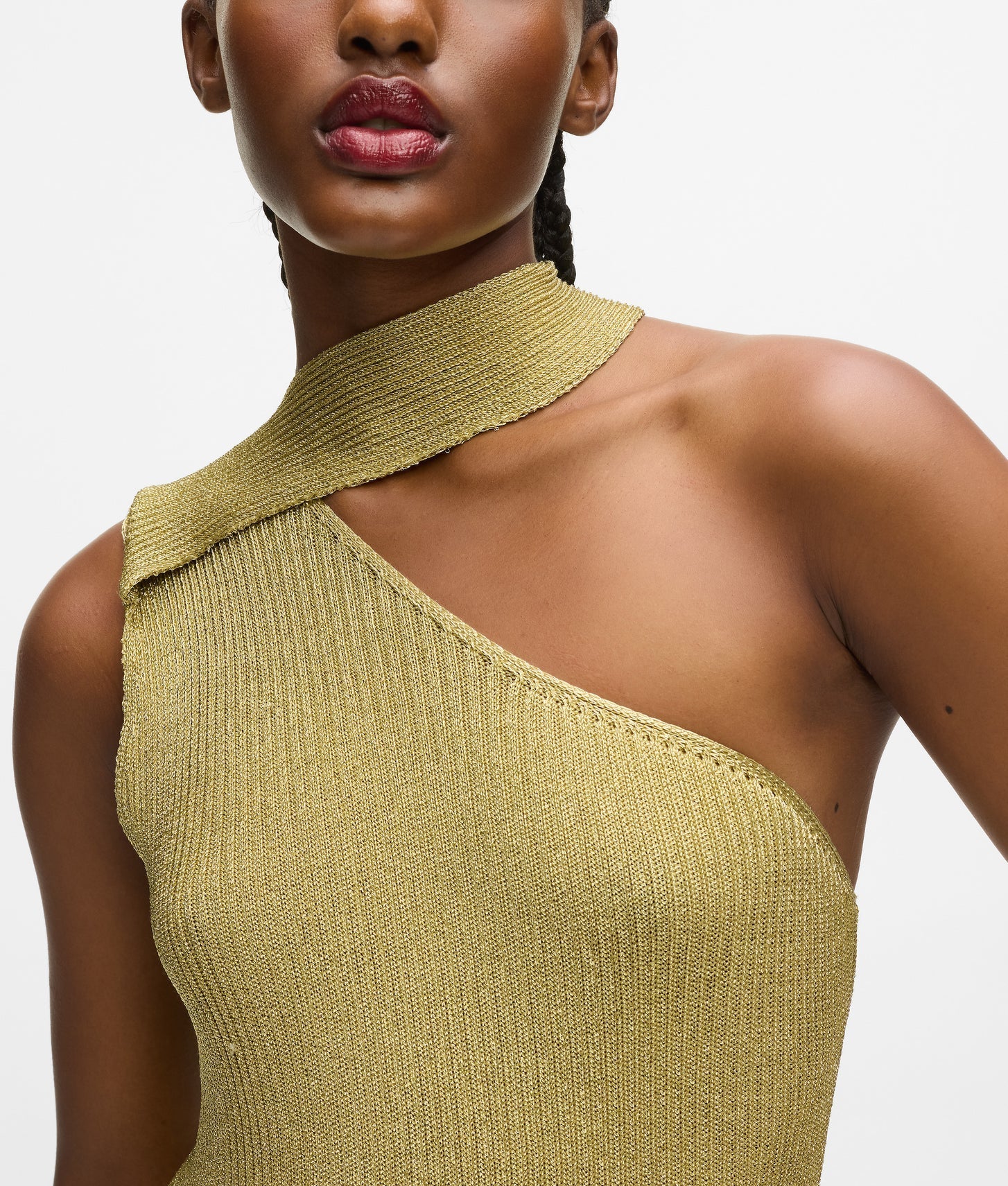 Karl Lagerfeld Metallic Knit Dress Light Gold