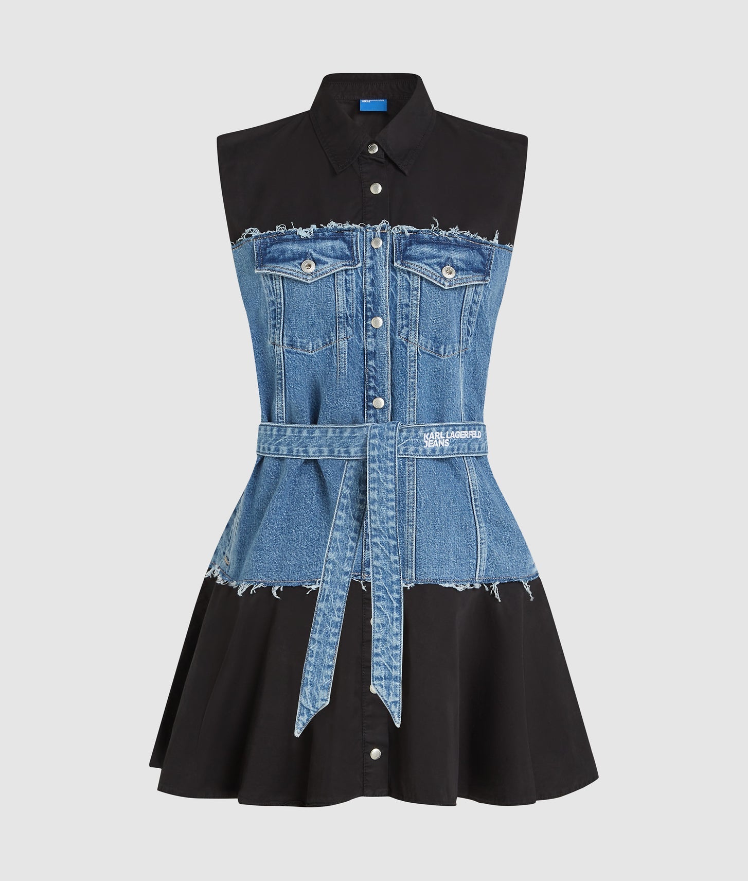 Karl Lagerfeld Denim Bodice Dress Washed Blue-Black