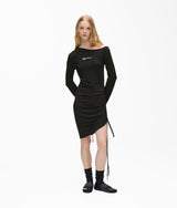 Karl Lagerfeld Off-Shoulder Drawstring Dress Black