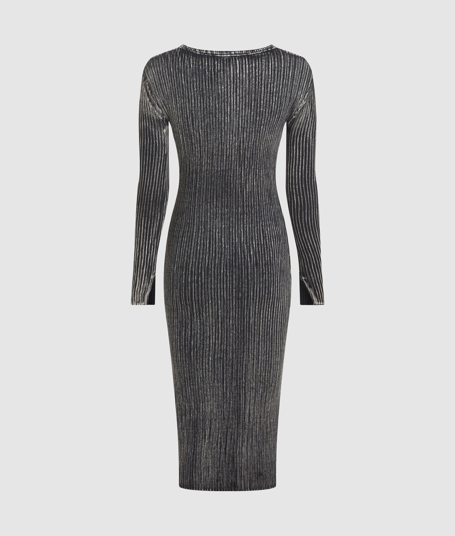 Karl Lagerfeld Ribbed Long-Sleeved Dress Washed Black