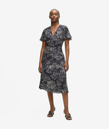 Karl Lagerfeld Fan Print V-Neck Dress Linear Fan Black