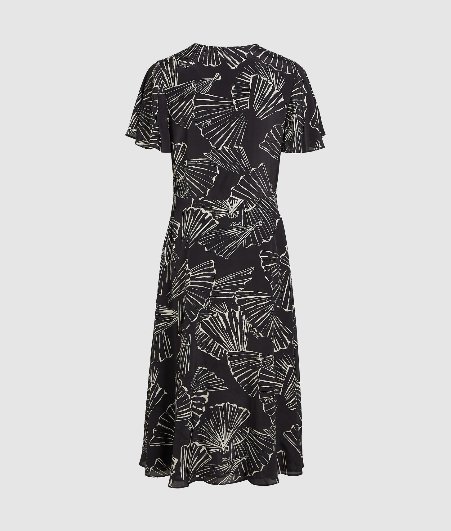 Karl Lagerfeld Fan Print V-Neck Dress Linear Fan Black