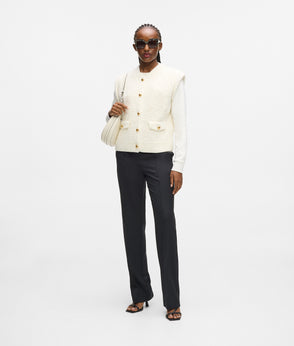 Karl Lagerfeld Bouclé Knit Skirt Cannoli Cream