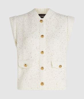Karl Lagerfeld Bouclé Knit Skirt Cannoli Cream