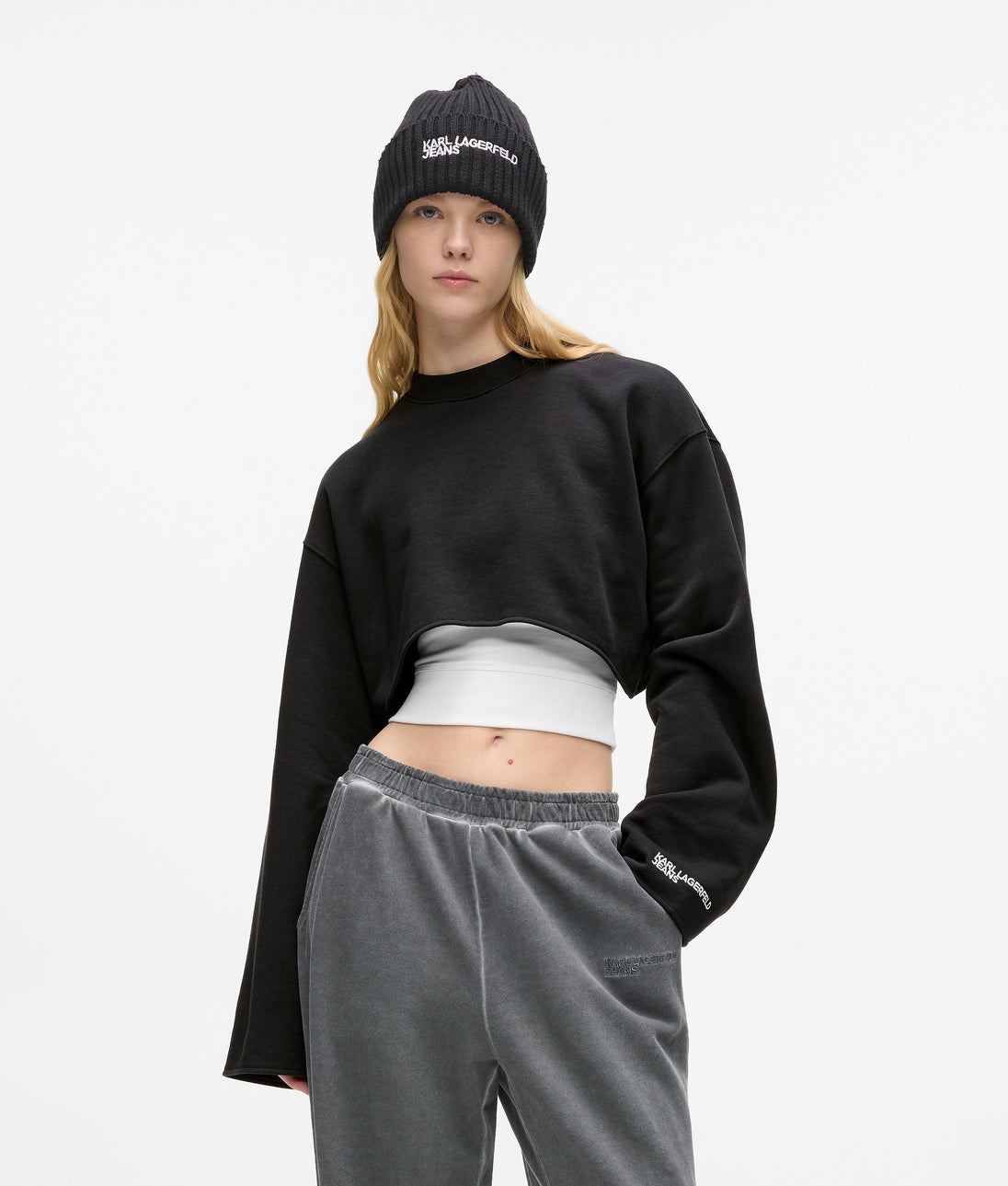 Karl Lagerfeld Washed Wide Leg Sweatpants Magnet