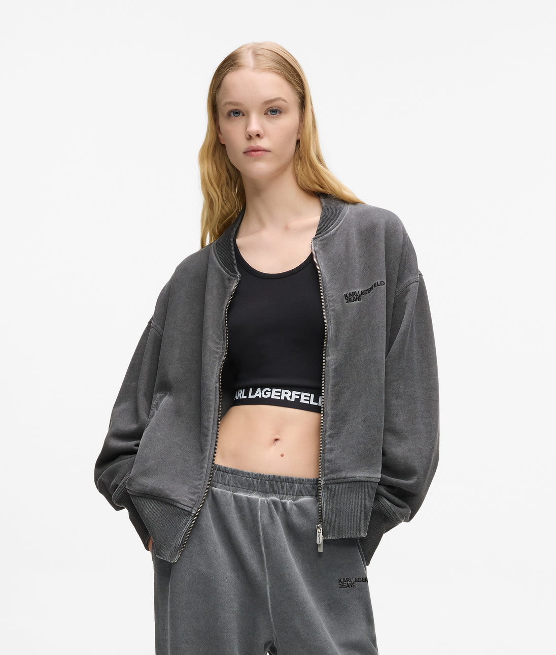 KarlLagerfeld Two-Tone Denim Shopper Black Denim-Grey Denim
