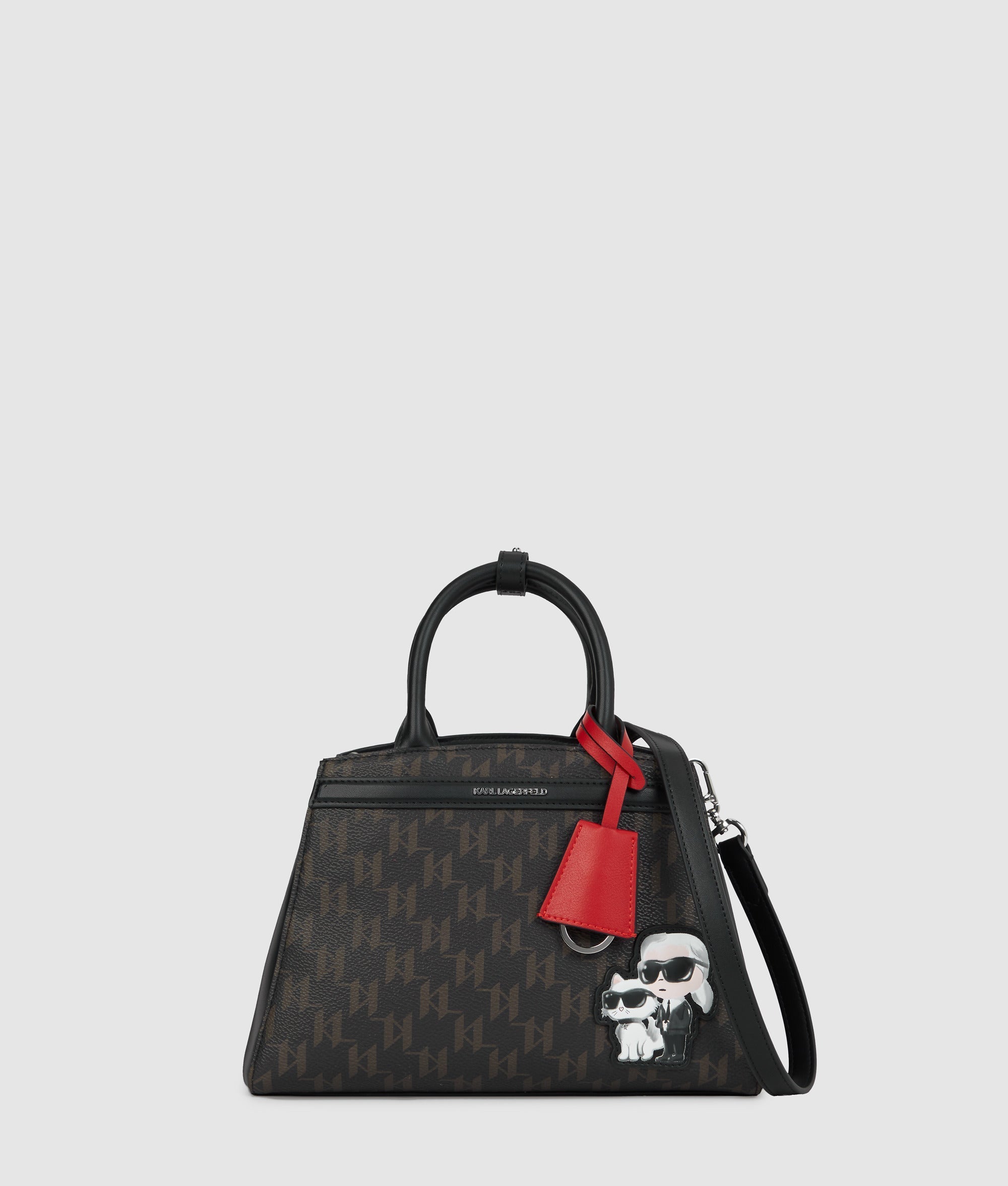 KarlLagerfeld Ikon Monogram Small Tote Bag Brown-Monogram