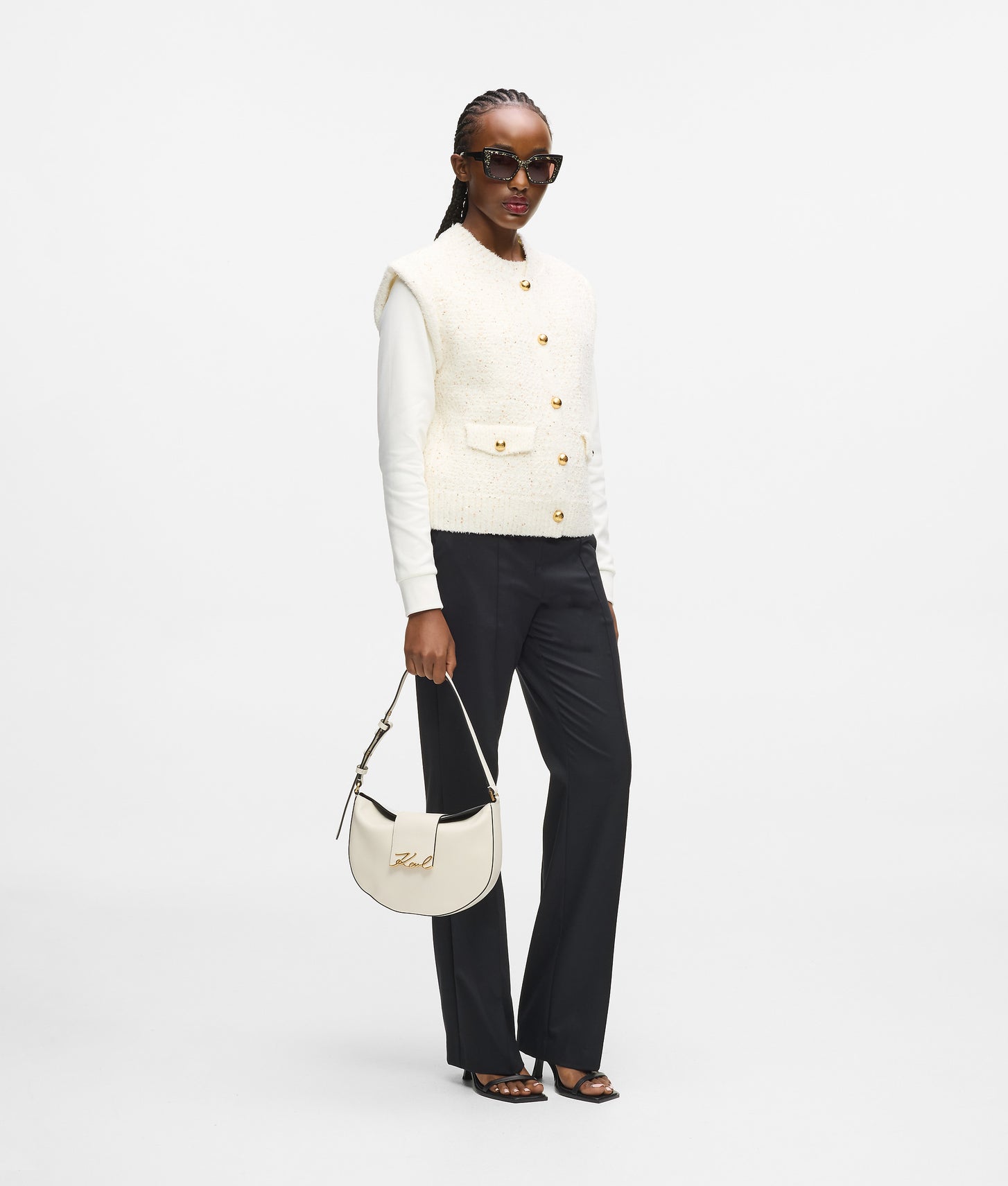 KarlLagerfeld Ksignature Moon Bag Off White