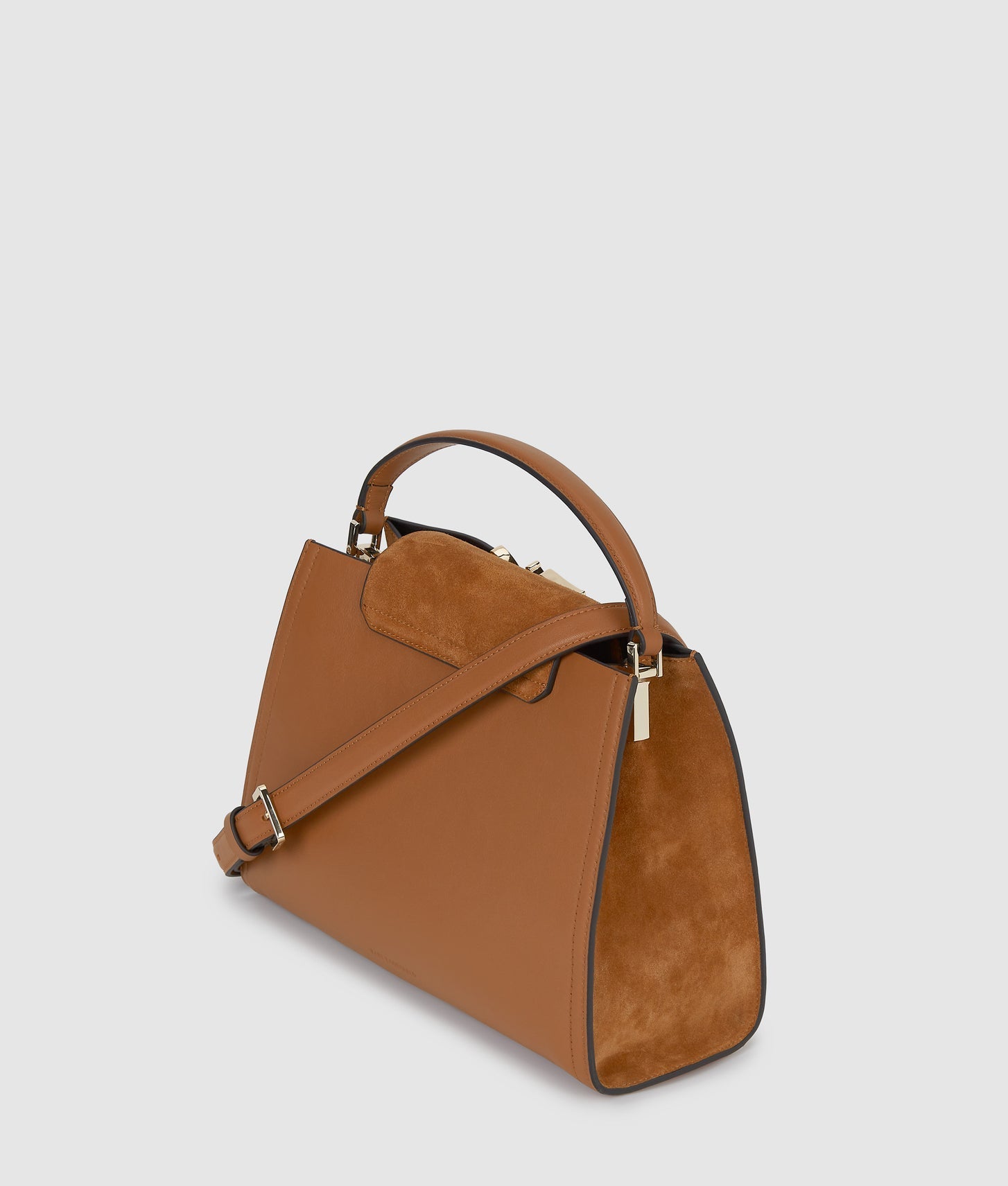 KarlLagerfeld Ksignature Suede Top Handle Bag Dark Tan