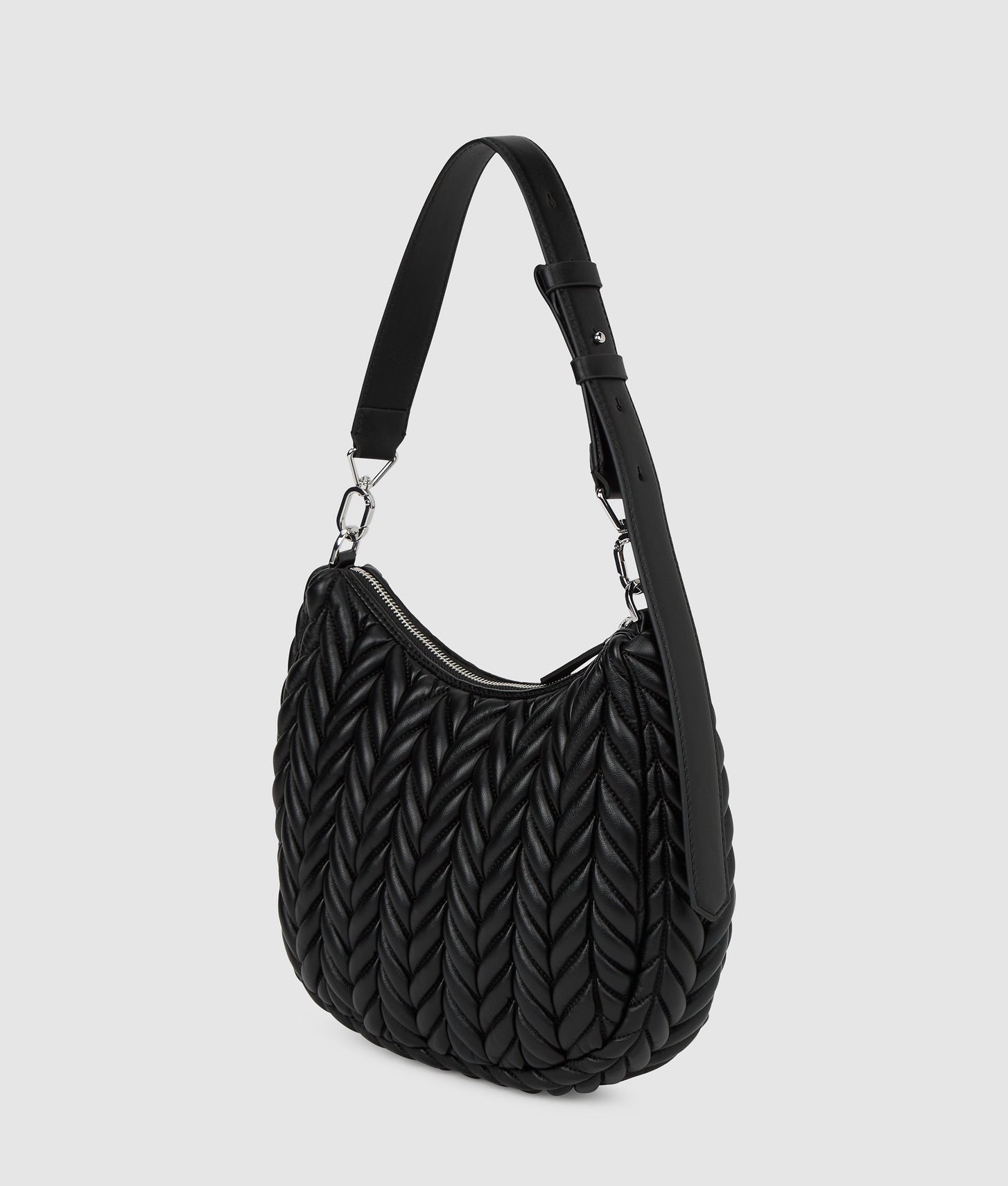 KarlLagerfeld Kweave Small Hobo Bag Black-Nickel