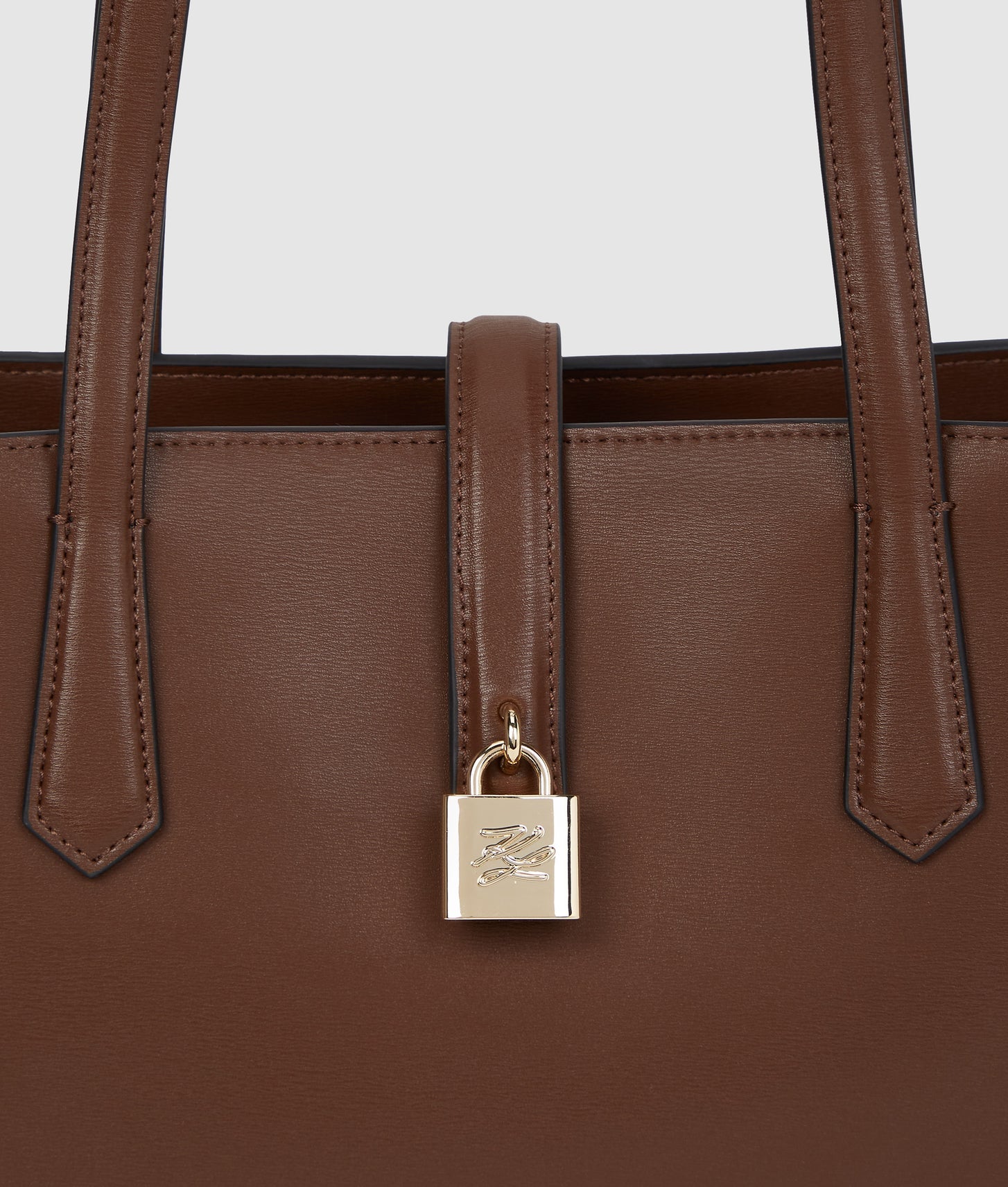 KarlLagerfeld Kautograph Padlock Tote Bag Dark Friar Brown