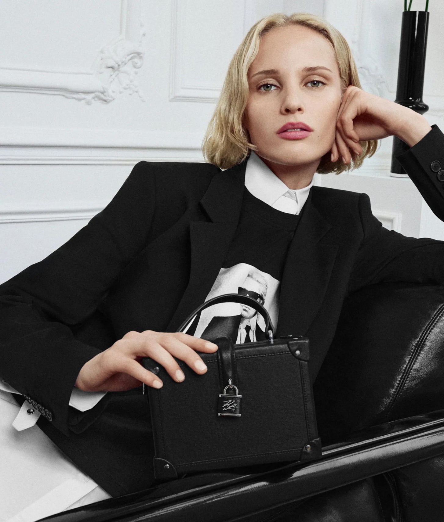 KarlLagerfeld Kautograph Padlock Trunk Bag Black-Nickel