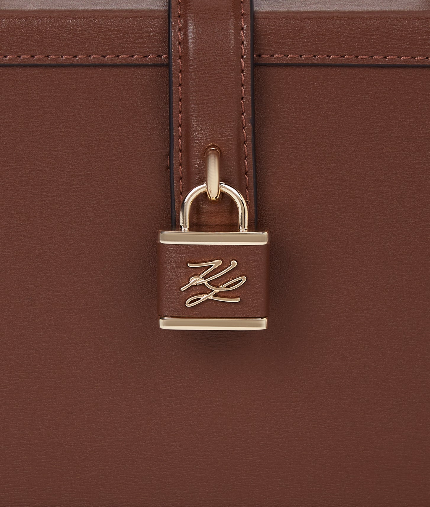 KarlLagerfeld Kautograph Padlock Trunk Bag Dark Friar Brown